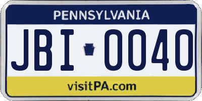 PA license plate JBI0040