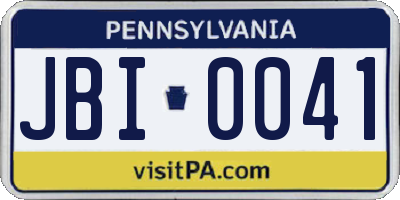 PA license plate JBI0041