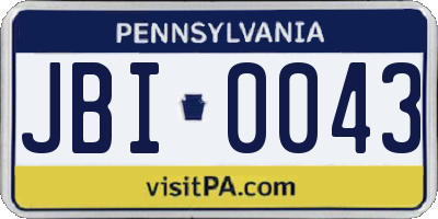 PA license plate JBI0043