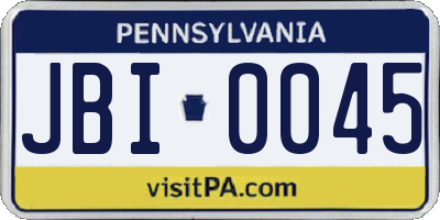 PA license plate JBI0045