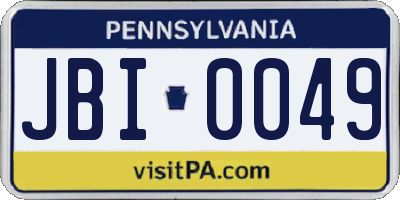 PA license plate JBI0049