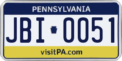 PA license plate JBI0051