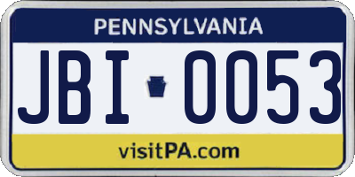 PA license plate JBI0053