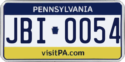 PA license plate JBI0054