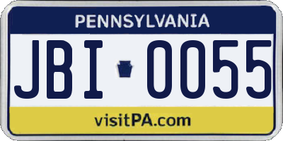 PA license plate JBI0055