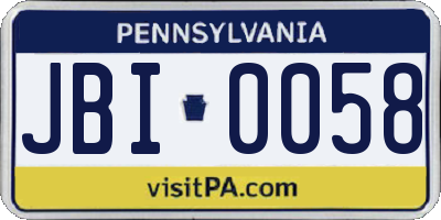 PA license plate JBI0058