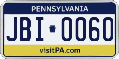 PA license plate JBI0060