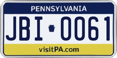 PA license plate JBI0061