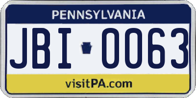 PA license plate JBI0063