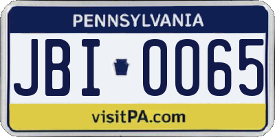 PA license plate JBI0065