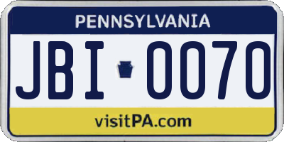 PA license plate JBI0070