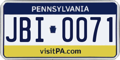 PA license plate JBI0071