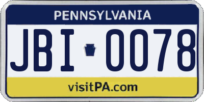 PA license plate JBI0078