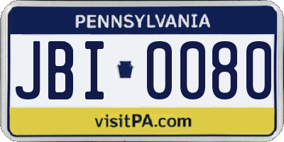 PA license plate JBI0080