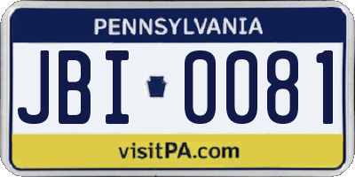 PA license plate JBI0081