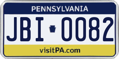 PA license plate JBI0082