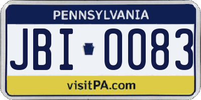 PA license plate JBI0083