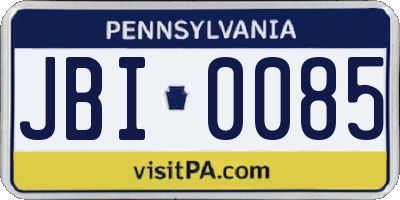 PA license plate JBI0085