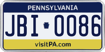 PA license plate JBI0086