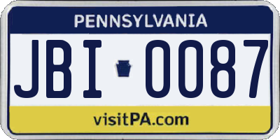 PA license plate JBI0087