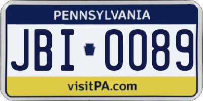 PA license plate JBI0089