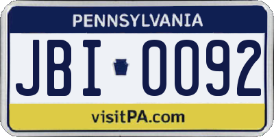 PA license plate JBI0092