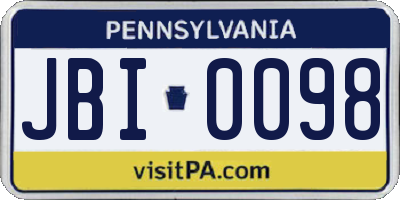 PA license plate JBI0098