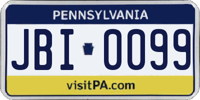 PA license plate JBI0099