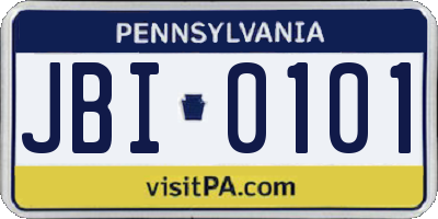 PA license plate JBI0101