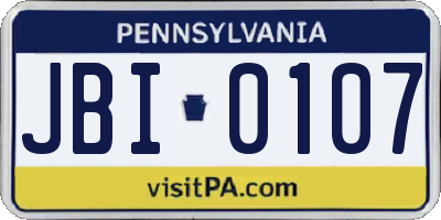 PA license plate JBI0107