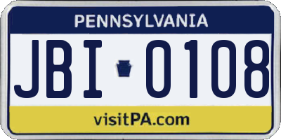 PA license plate JBI0108