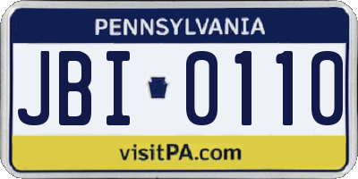 PA license plate JBI0110