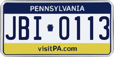 PA license plate JBI0113