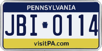 PA license plate JBI0114