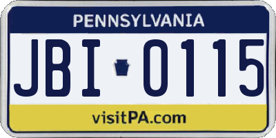 PA license plate JBI0115