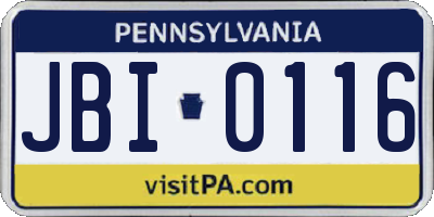 PA license plate JBI0116