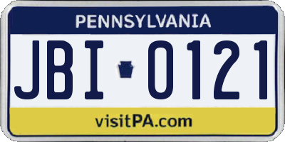 PA license plate JBI0121