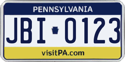 PA license plate JBI0123