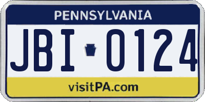 PA license plate JBI0124