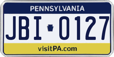 PA license plate JBI0127