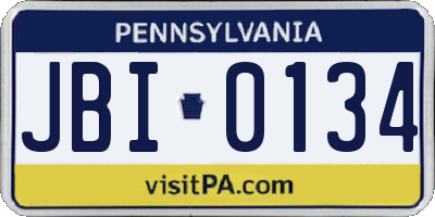 PA license plate JBI0134