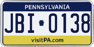 PA license plate JBI0138