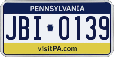 PA license plate JBI0139