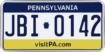 PA license plate JBI0142