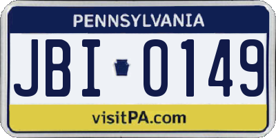 PA license plate JBI0149