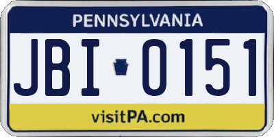 PA license plate JBI0151