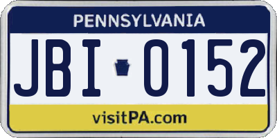 PA license plate JBI0152