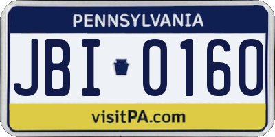 PA license plate JBI0160