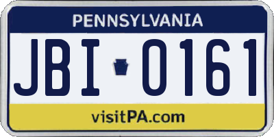 PA license plate JBI0161