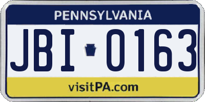 PA license plate JBI0163